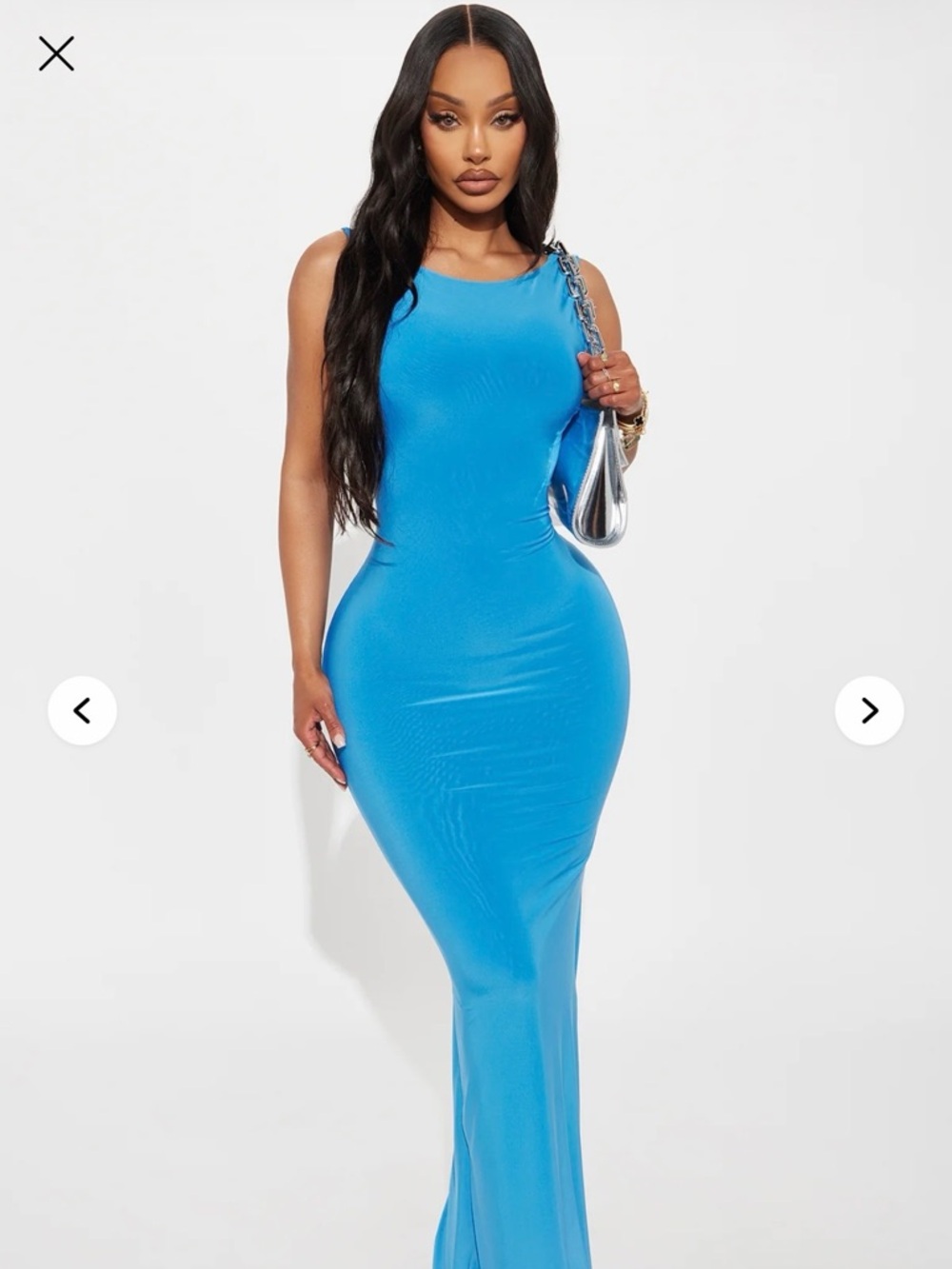Fashion Nova Sleek Tank Maxi Dress in Bright Blue